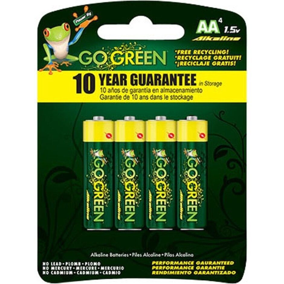 GOGREEN ALKALINE AA BATTERY, Size: 4 pk
