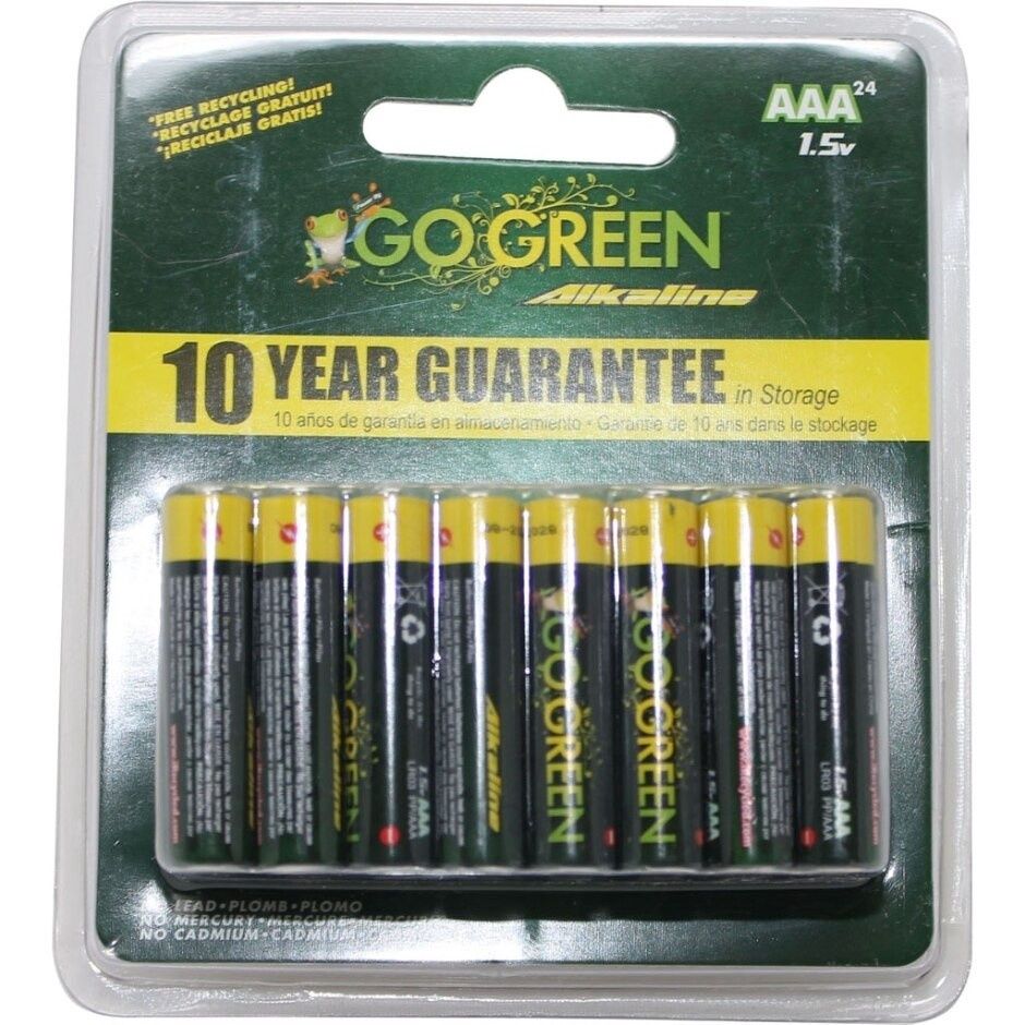 GOGREEN ALKALINE BATTERY, Size: AAA - 24 pack