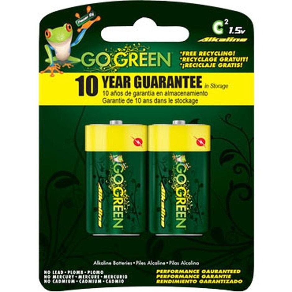 GOGREEN ALKALINE C BATTERY, Size: 2 pk