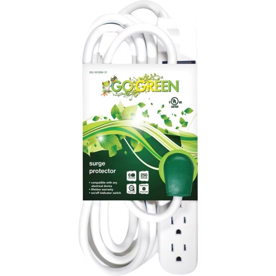 GOGREEN SURGE PROTECTOR 6 OUTLET W/12 FT CORD