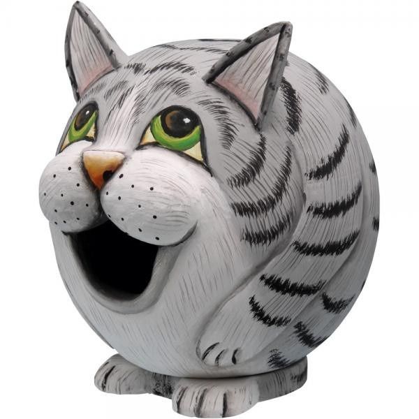 Gord-O Grey Tabby Cat Birdhouse