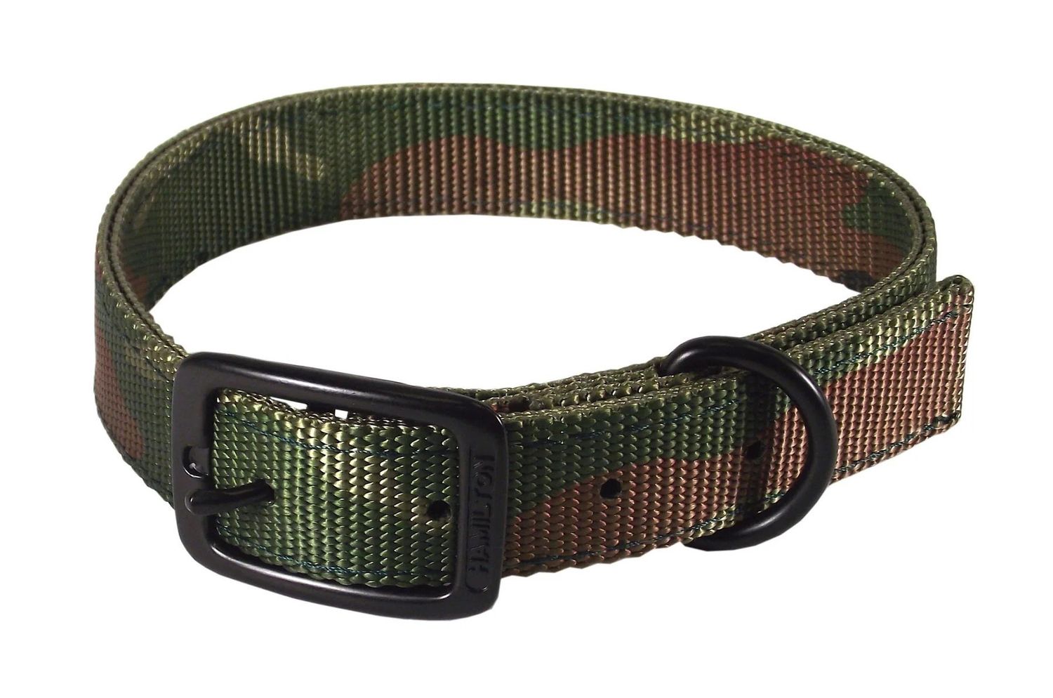 HAMILTON BUCKLE DOG COLLAR CAMO GREEN 1&quot;X26&quot;