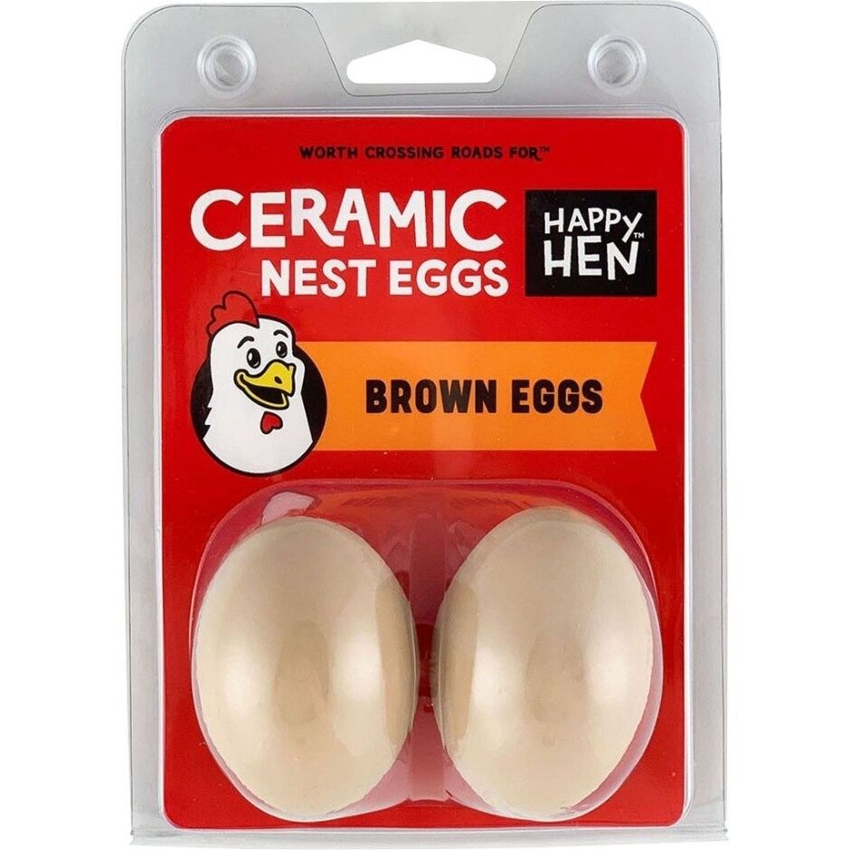 HAPPY HEN CERAMIC NEST EGGS, Type: Brown