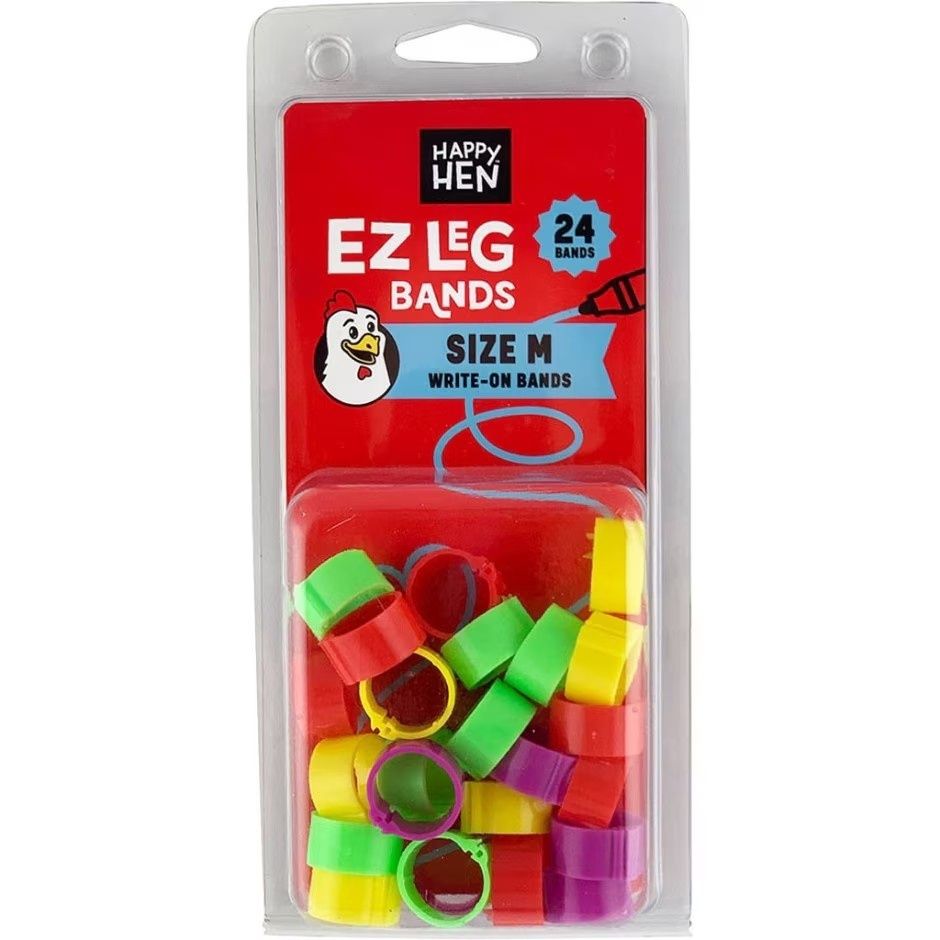 HAPPY HEN EZ LEG BANDS WRITABLE, Size: MD - 24 pack