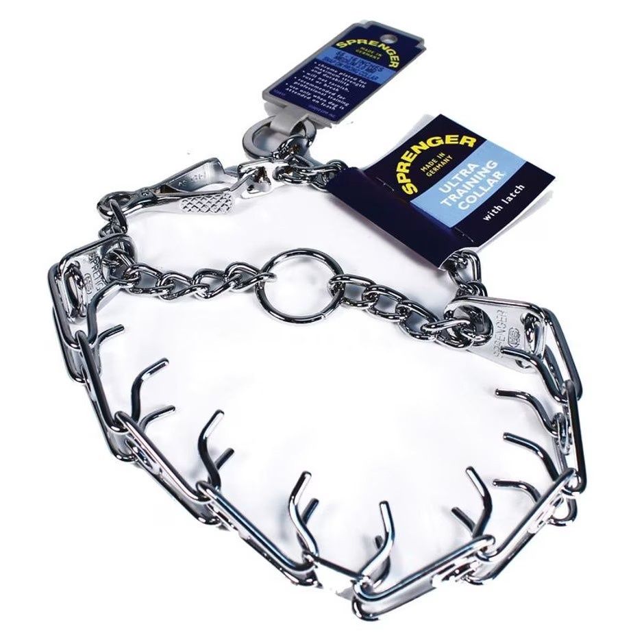 HERM SPRENGER ULTRA CHROME PRONG COLLAR W/LATCH, Size: 18&quot;/45cm