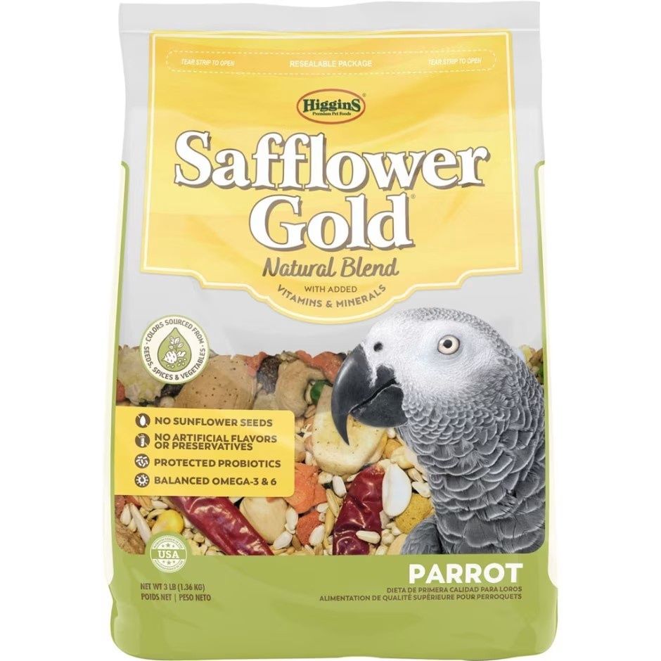 Higgins Safflower Gold Parrot Bird Food  3 Lb