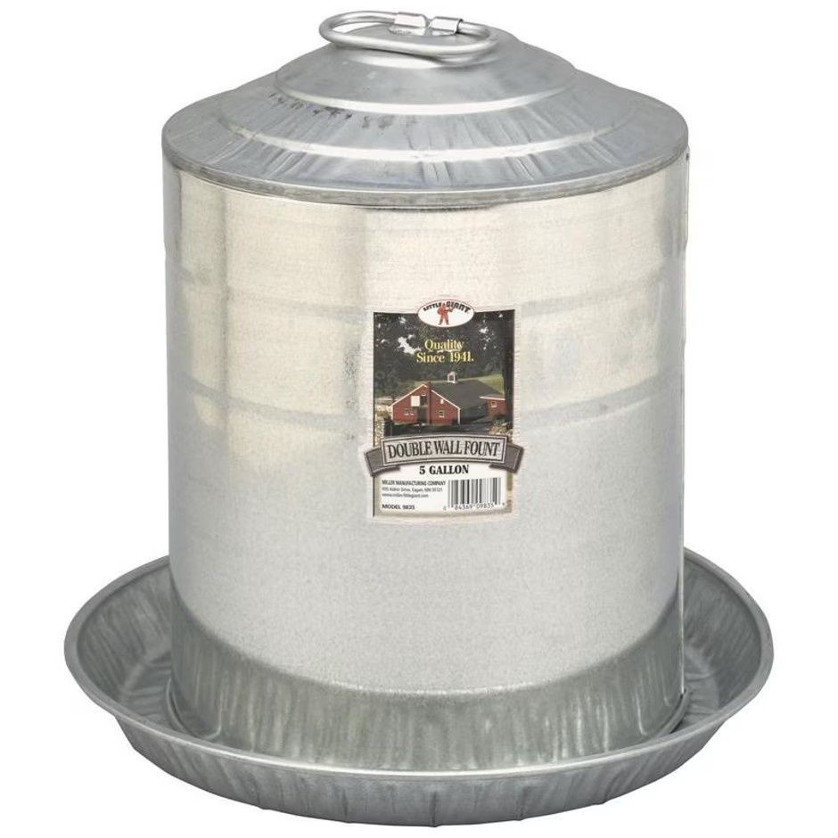 LITTLE GIANT DOUBLE WALL POULTRY FOUNT GALVANIZED, Size: 5 Gal