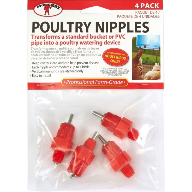 LITTLE GIANT POULTRY WATERING NIPPLES 4PK