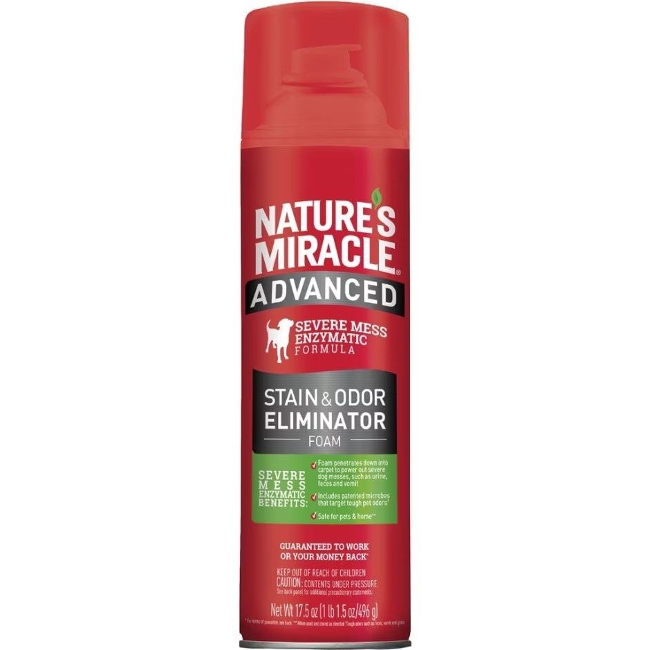 NATURE&#39;S MIRACLE ADV STAIN &amp; ODOR ELIMINATOR FOAM, Size: 17.5 oz