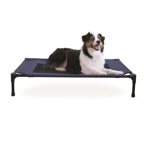 K&amp;H Pet Products Original Pet Cot Elevated Dog Bed Blue/Black  Large 30 X 42 X 7 in