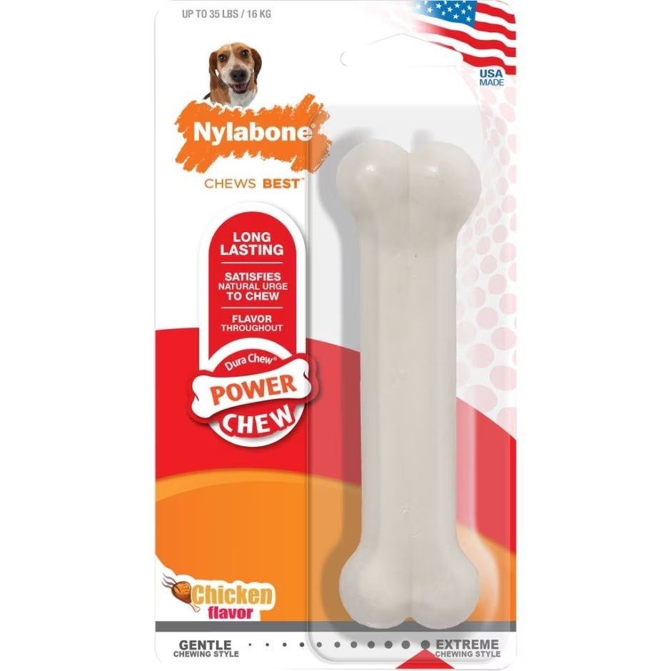Nylabone Power Chew Dura Chew Chicken Bone Dog Chew Toy  Wolf