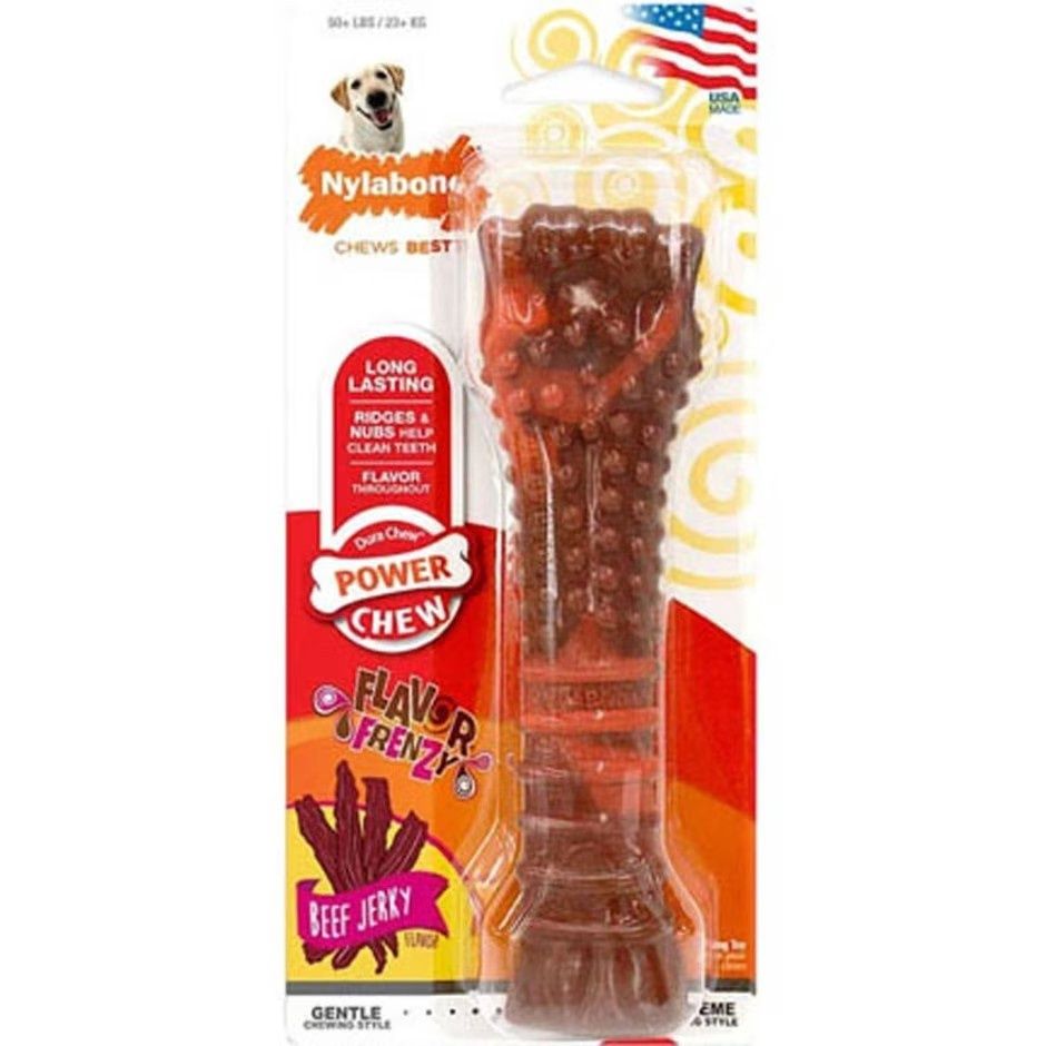 NYLABONE POWER CHEW FLAVOR FRENZY TEXTURED BONE, Flavor: Beef Jerky, Size: Giant