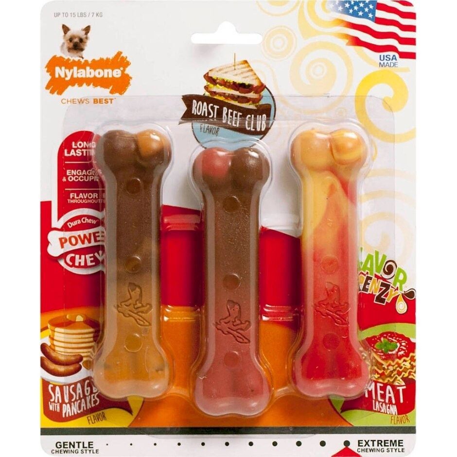 NYLABONE POWER CHEW FLAVOR FRENZY VARIETY PACK, Size: Reg