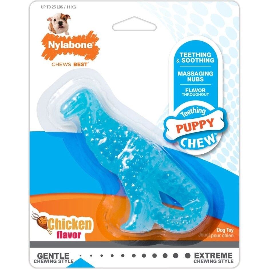 NYLABONE PUPPY CHEW TEETHING DINO, Flavor: Chicken, Size: Reg