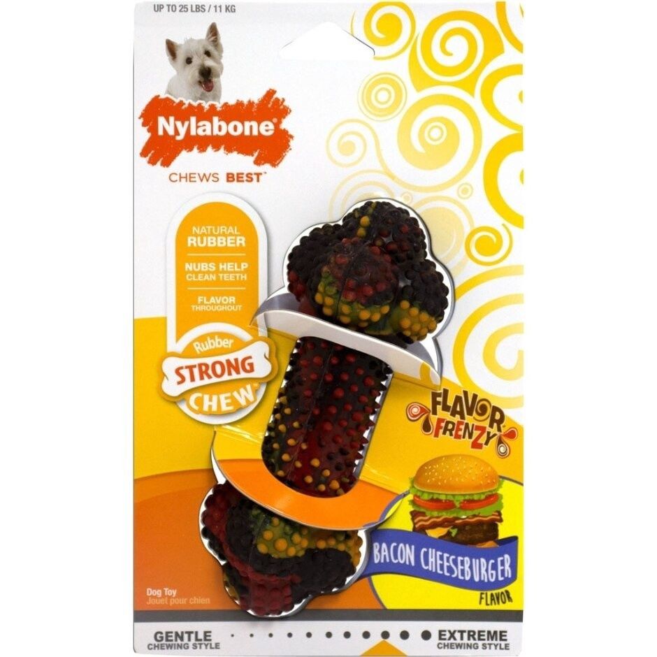 NYLABONE STRONG CHEW FLAVOR FRENZY, Flavor: Bacon Cheeseburger, Size: Reg
