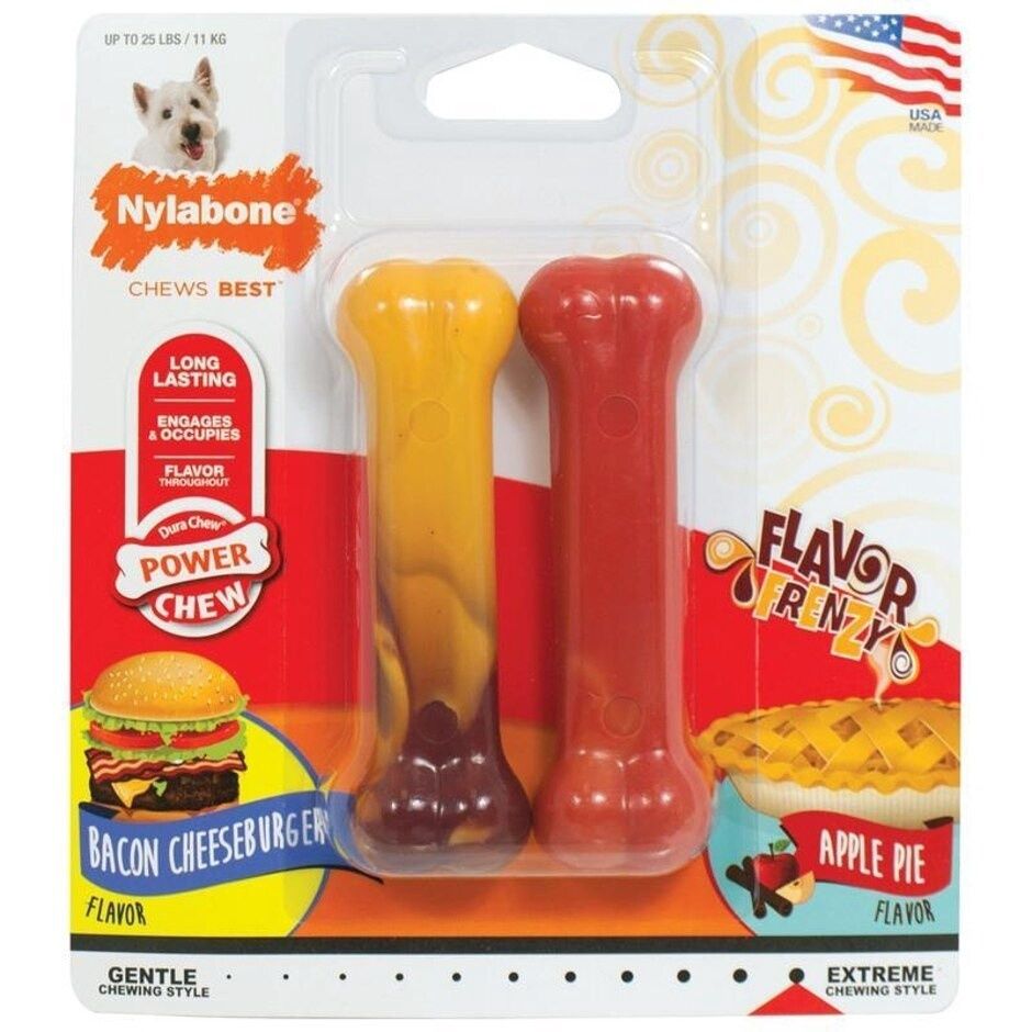 NYLABONE STRONG CHEW FLAVOR FRENZY VARIETY PACK, Size: Reg, Flavor: Bacon &amp; Apple