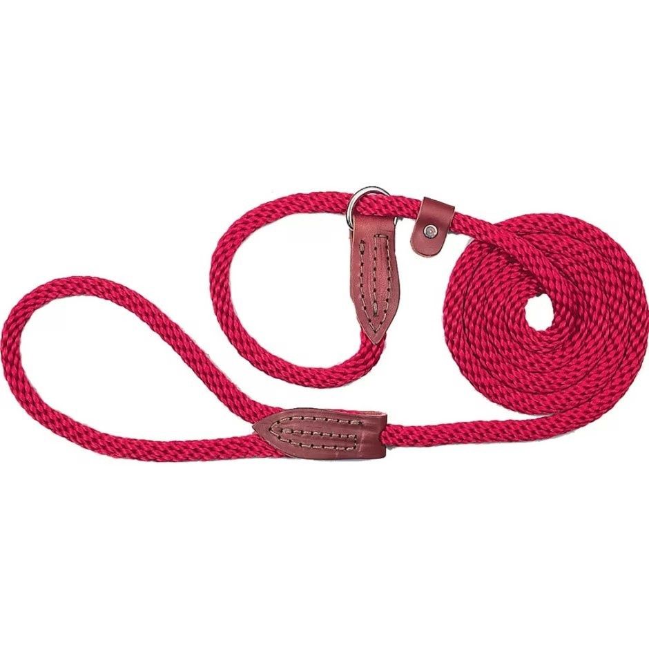 Omni Pet British Slip Loop Rope Leads for Dogs, Color: Red