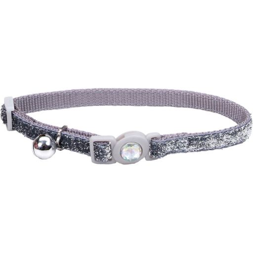Safe Cat Jeweled Buckle Breakaway Cat Collar, Color: Silver