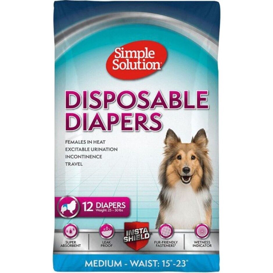 Simple Solution Disposable Dog Diapers for Male Dogs - Small - 12 Count