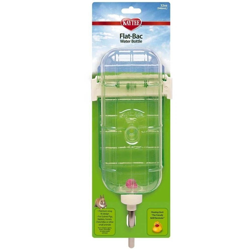 Kaytee Flat-Bac Habitat Water Bottle for Pet Rabbits  Ferrets and Guinea Pigs  32 oz