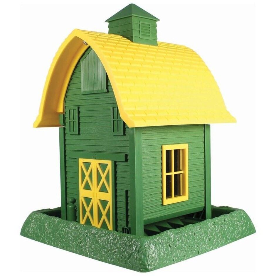 Lightweight Plastic Barn Bird Feeder- Green