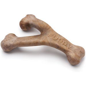 Benebone Puppy Wishbone Dog Chew Toy Softer for Modest Chewers Bacon  Medium