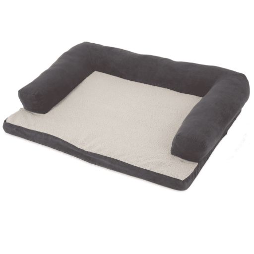 Aspen Pet Bolster Orthopedic Pet Bed Assorted (Brown/ Gray)-40 &quot;X 30&quot;