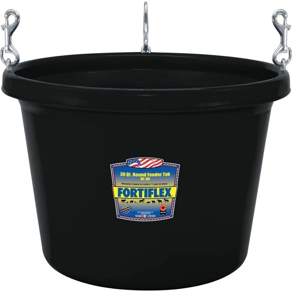 FORTIFLEX ROUND STALL FEEDER, Color: Black