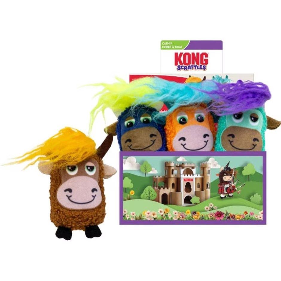 KONG SCRATTLES HIGHLAND COW CAT TOY