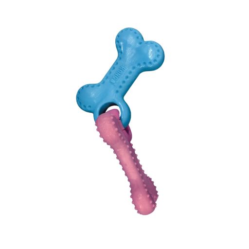 KONG ChewStix Puppy Link Bone Toy, Large, Blue / Pink