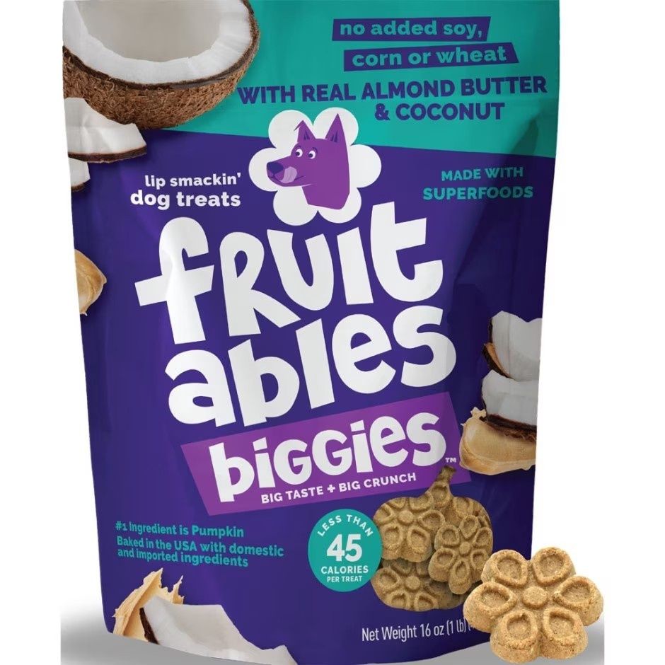 Fruitables Biggies Almond Butter &amp; Coconut Crunchy Dog Treats - 16oz