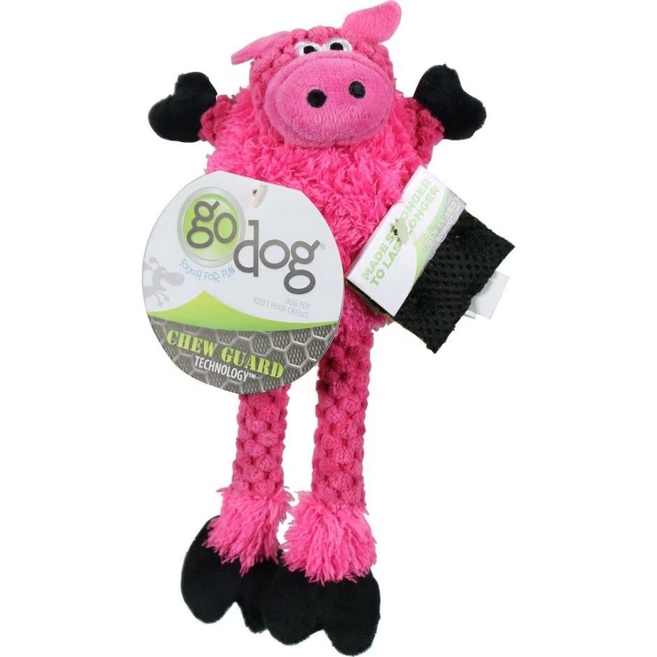 GoDog Checkers Skinny Pig Dog Toy