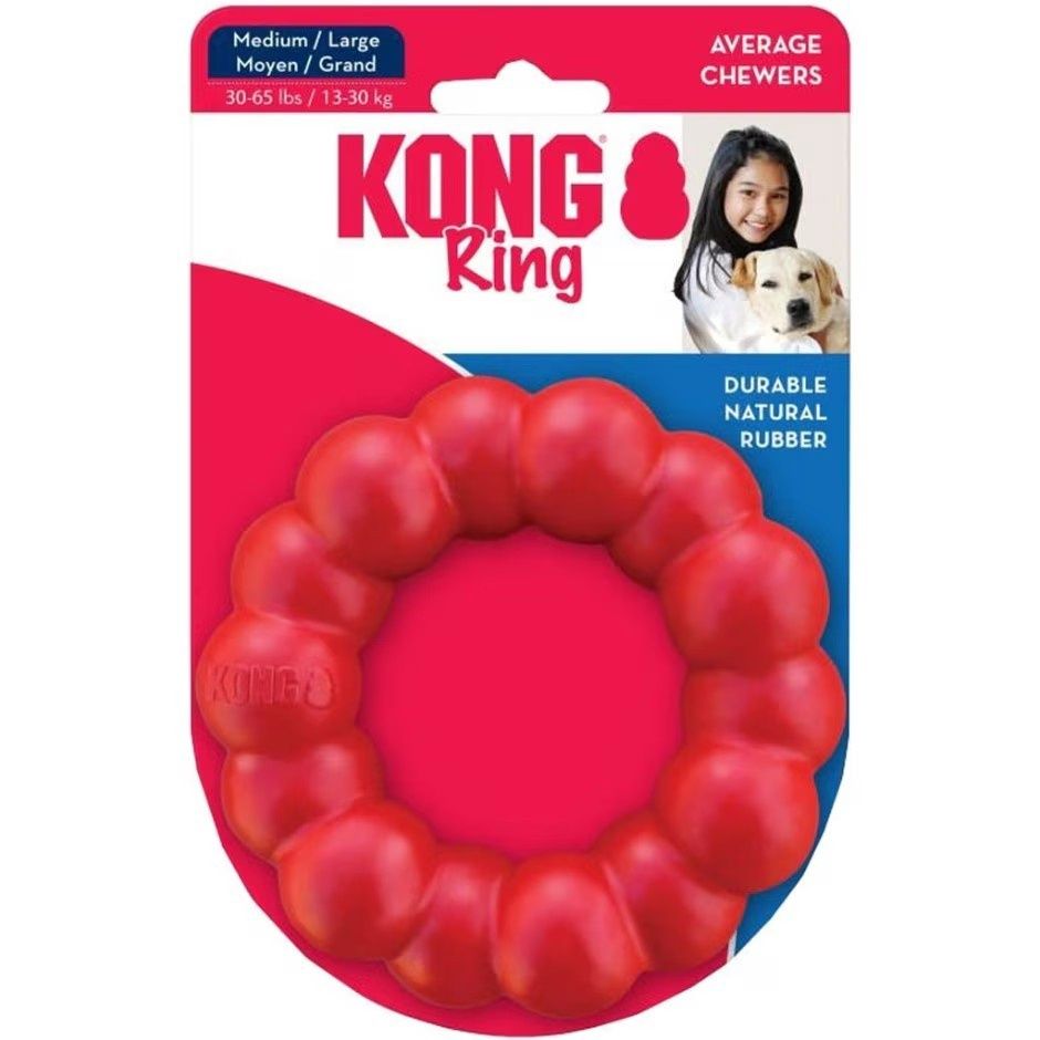 Kong Red Rubber Ring Chew Toy for Pets - Medium/Large Size