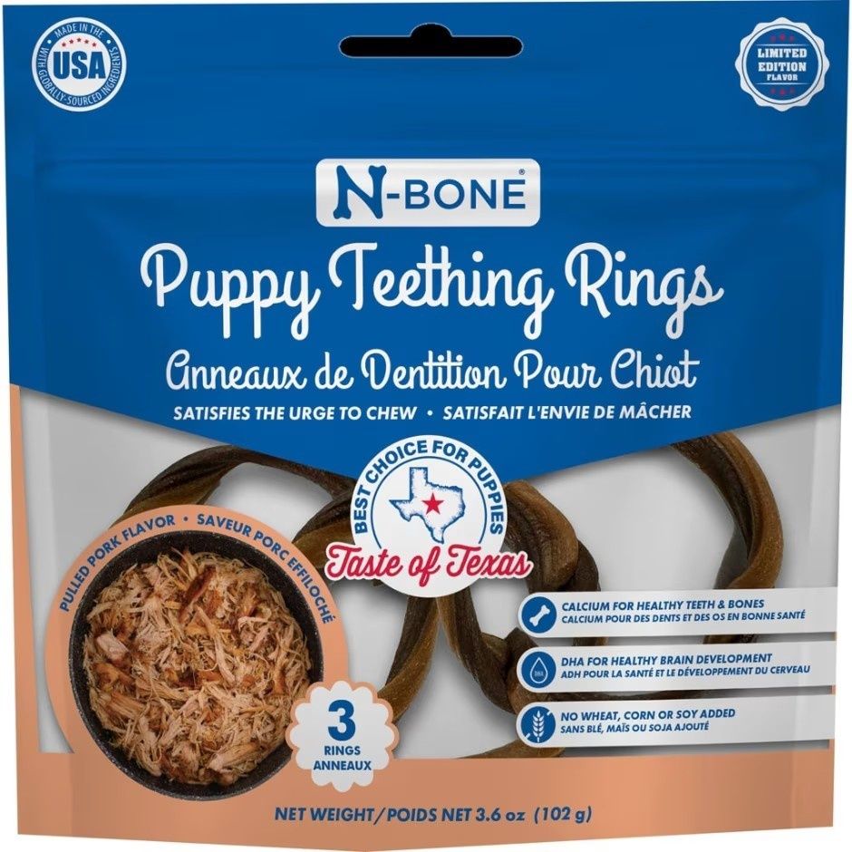 N-Bone Taste of Texas Teething Ring Pork-3 Ct
