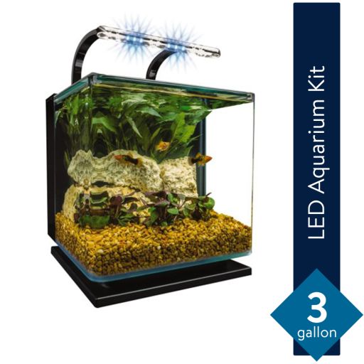 Marineland Contour 3 Aquarium Kit-3 Gallons  Rounded Glass Corners  Includes LED Lighting
