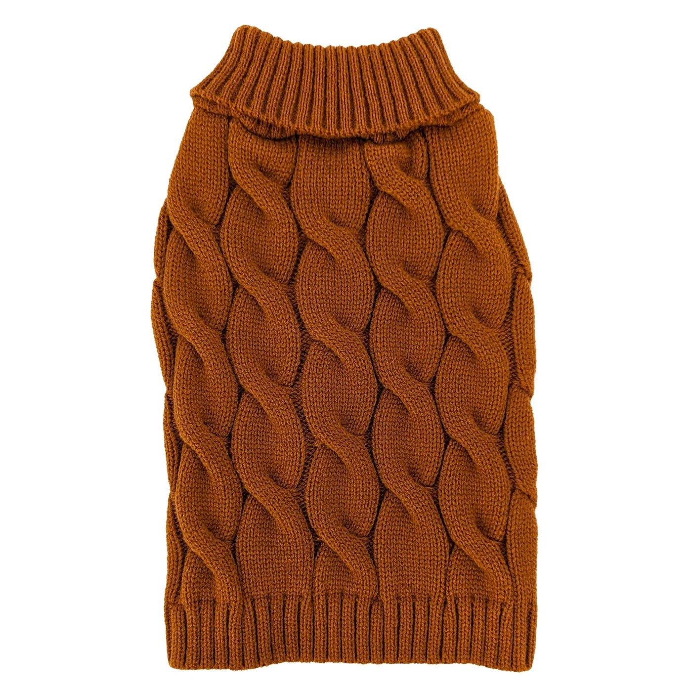 Fashion Pet Sweater Twisted Cable Caramel, Size: X-Small