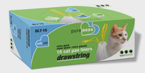 Van Ness Plastics Drawstring Cat Pan Liner White Extra-Giant 15ct
