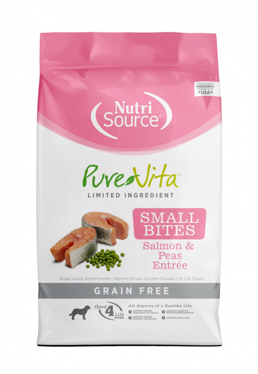 PureVita Small Bites Grain Free Salmon &amp; Peas Recipe Dry Dog Food, Size: 25-lb