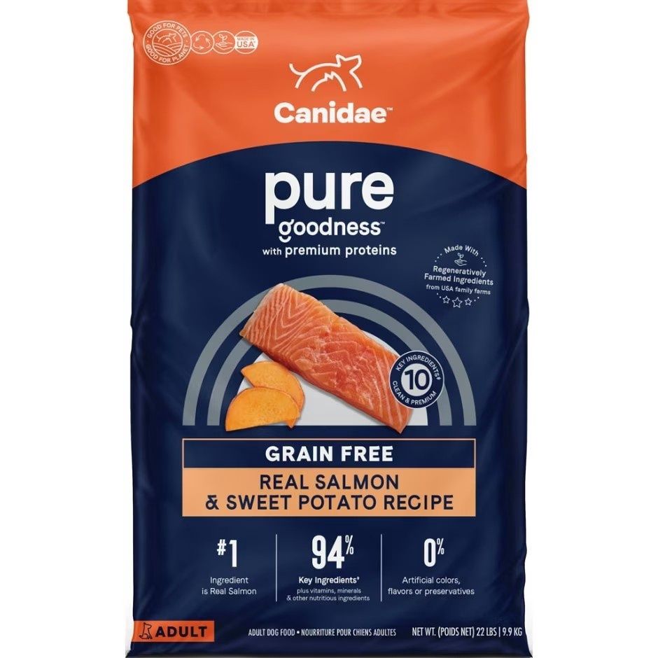 Canidae Pure Goodness Real Salmon &amp; Sweet Potato Recipe Adult Dry Dog, Size: 22-lb
