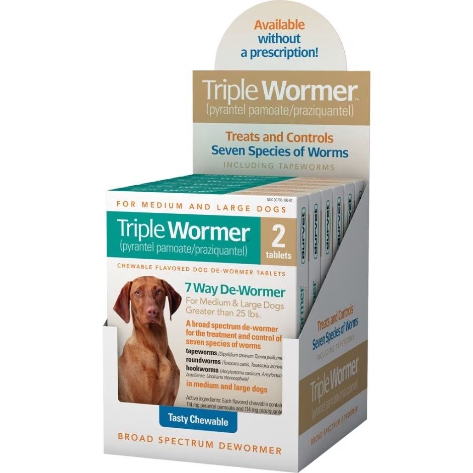 DURVET TRIPLE WORMER FOR MED &amp; LRG DOGS, Size: >25lb