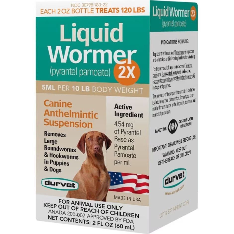 DURVET LIQUID WORMER 2X FOR DOGS &amp; PUPPIES, Size: 2-oz