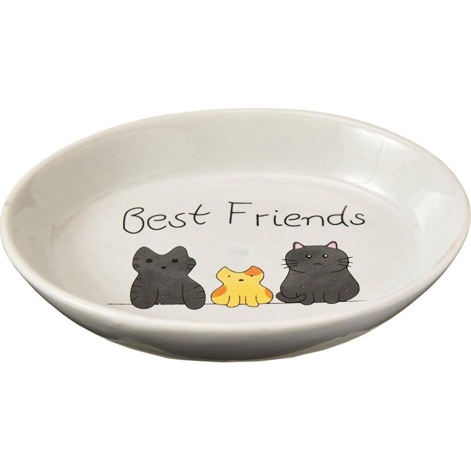 SPOT BEST FRIENDS STONEWARE OVAL CAT DISH, Size: 6-in