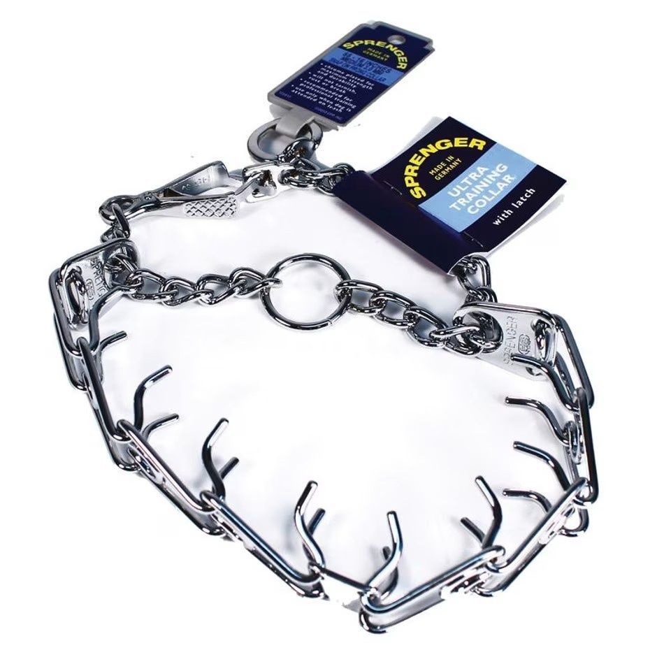HERM SPRENGER ULTRA CHROME PRONG COLLAR W/LATCH, Size: 18"/45cm