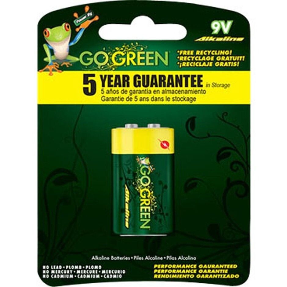 GOGREEN ALKALINE 9 VOLT BATTERY, Size: 1 pk