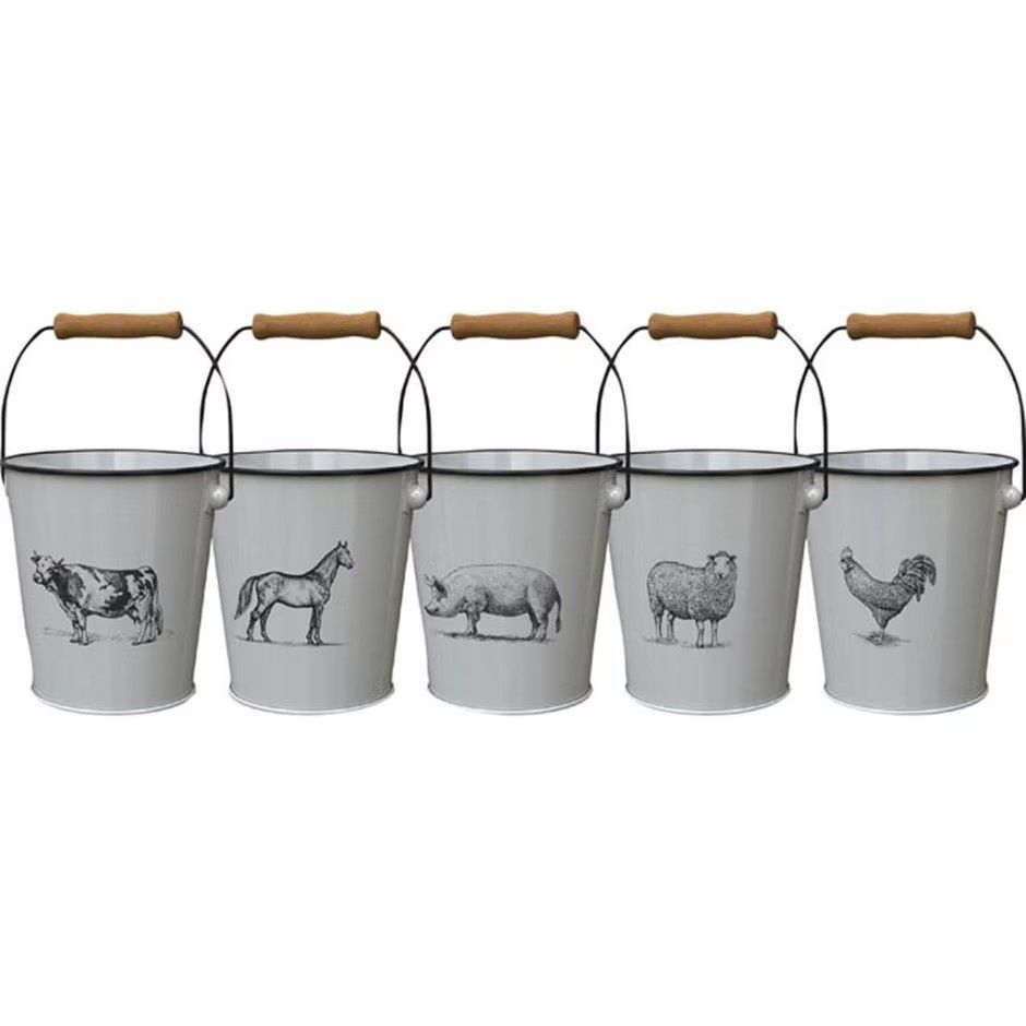 MILKHOUSE FARM ANIMALS BUCKET PLANTER, Size: 7.5 in