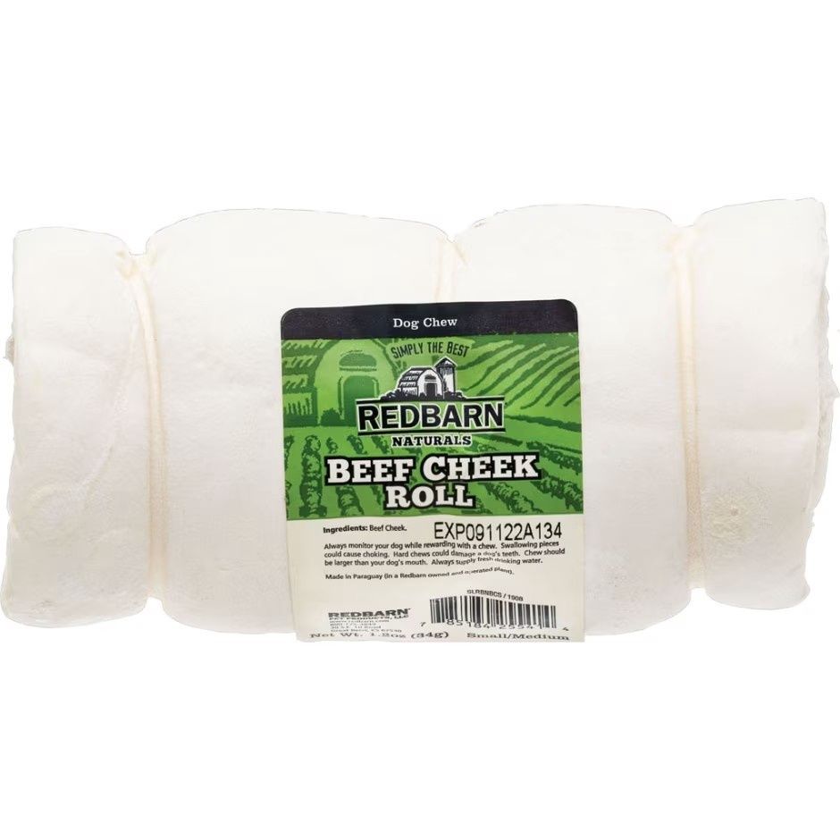 REDBARN NATURALS PUFFED BEEF CHEEK ROLL, Size: SM