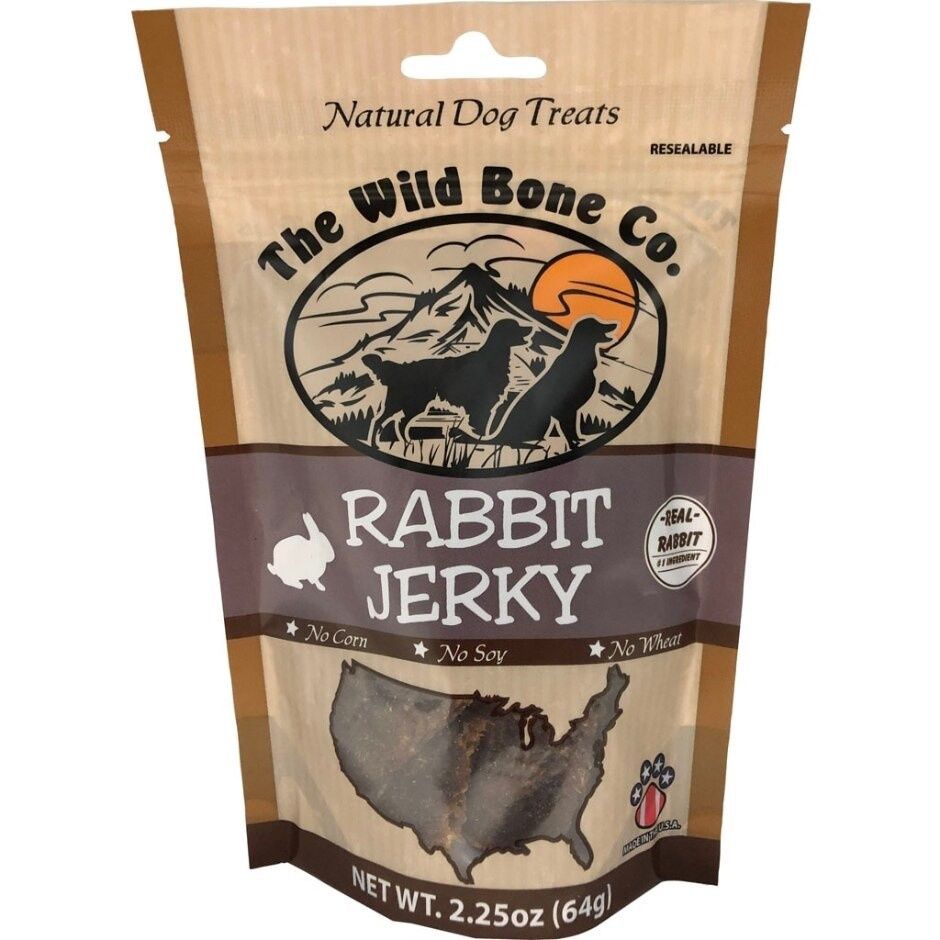 THE WILD BONE CO. NATURAL JERKY DOG TREATS, Flavor: Rabbit, Size: 2.25 oz