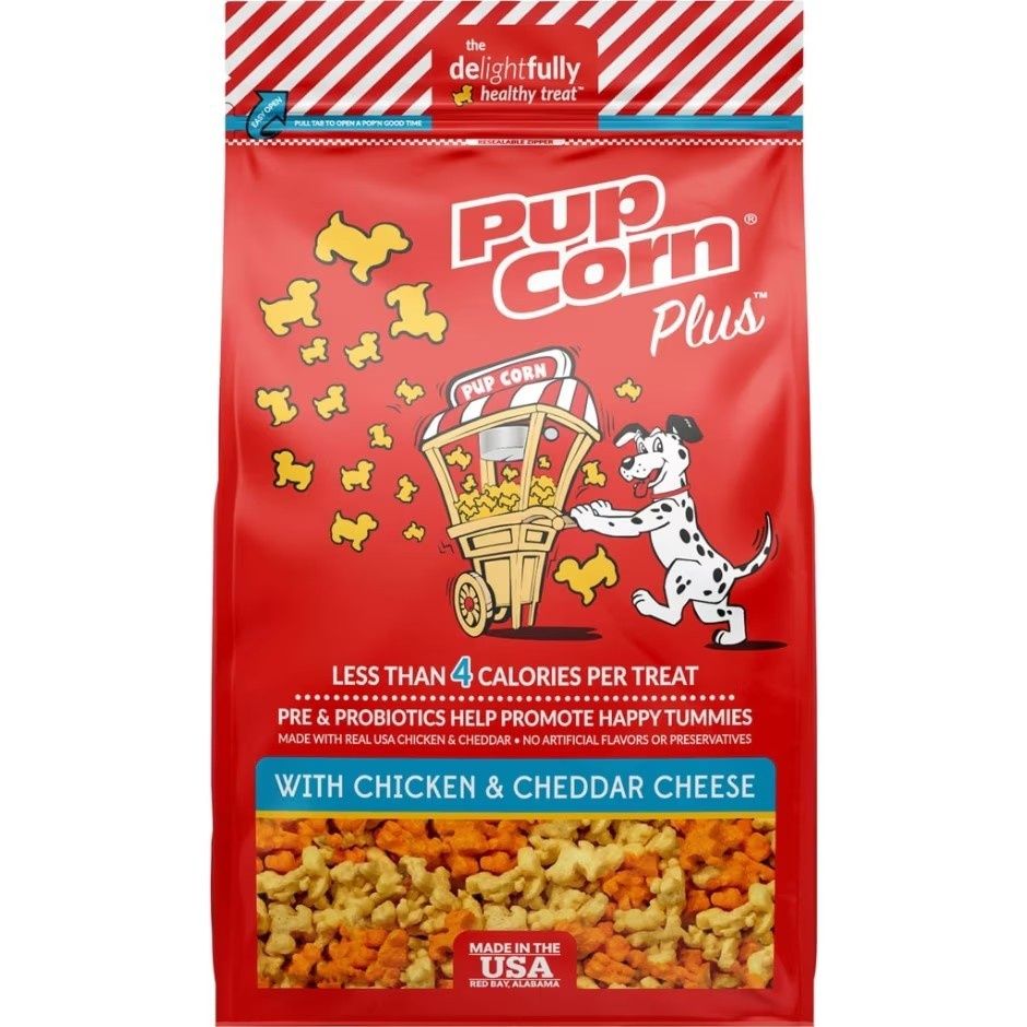 PUPCORN PLUS DOG TREATS, Flavor: Chicken &amp; Cheddar Cheese