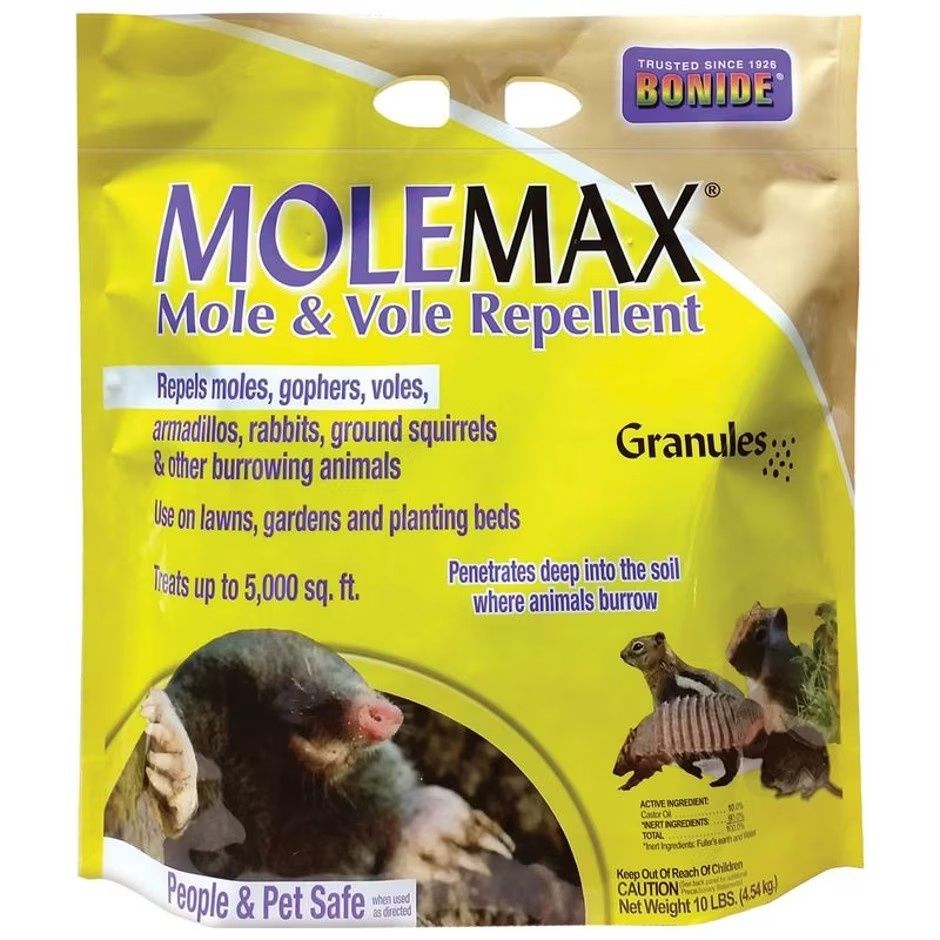 Bonide Mole Max Mole &amp; Vole Repellent Granules Ready-to-Use, Size: 10 lbs