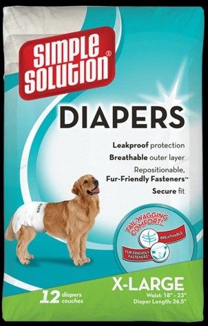 Simple Solution Disposable Dog Diapers for Male Dogs - Small - 12 Count, Size: XLG